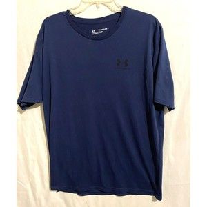 Under Armour Shirt Mens XXL Loose Fit Navy Blue Short Sleeves Crew Neck Logo
